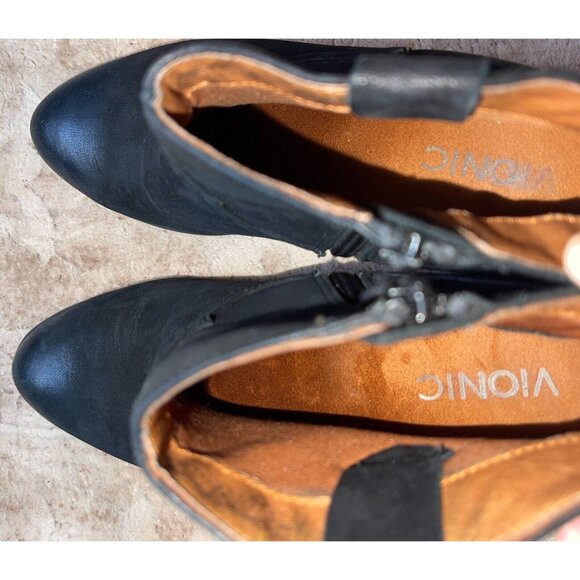 VIONIC Womens 7 Booties Windom Suede Orthaheel Ankle Boots Black - Picture 3 of 8